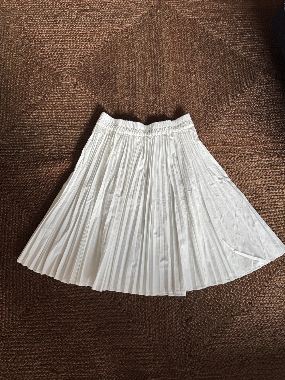J.Crew White Smocked Waist Pleated Midi Skirt Sz M
